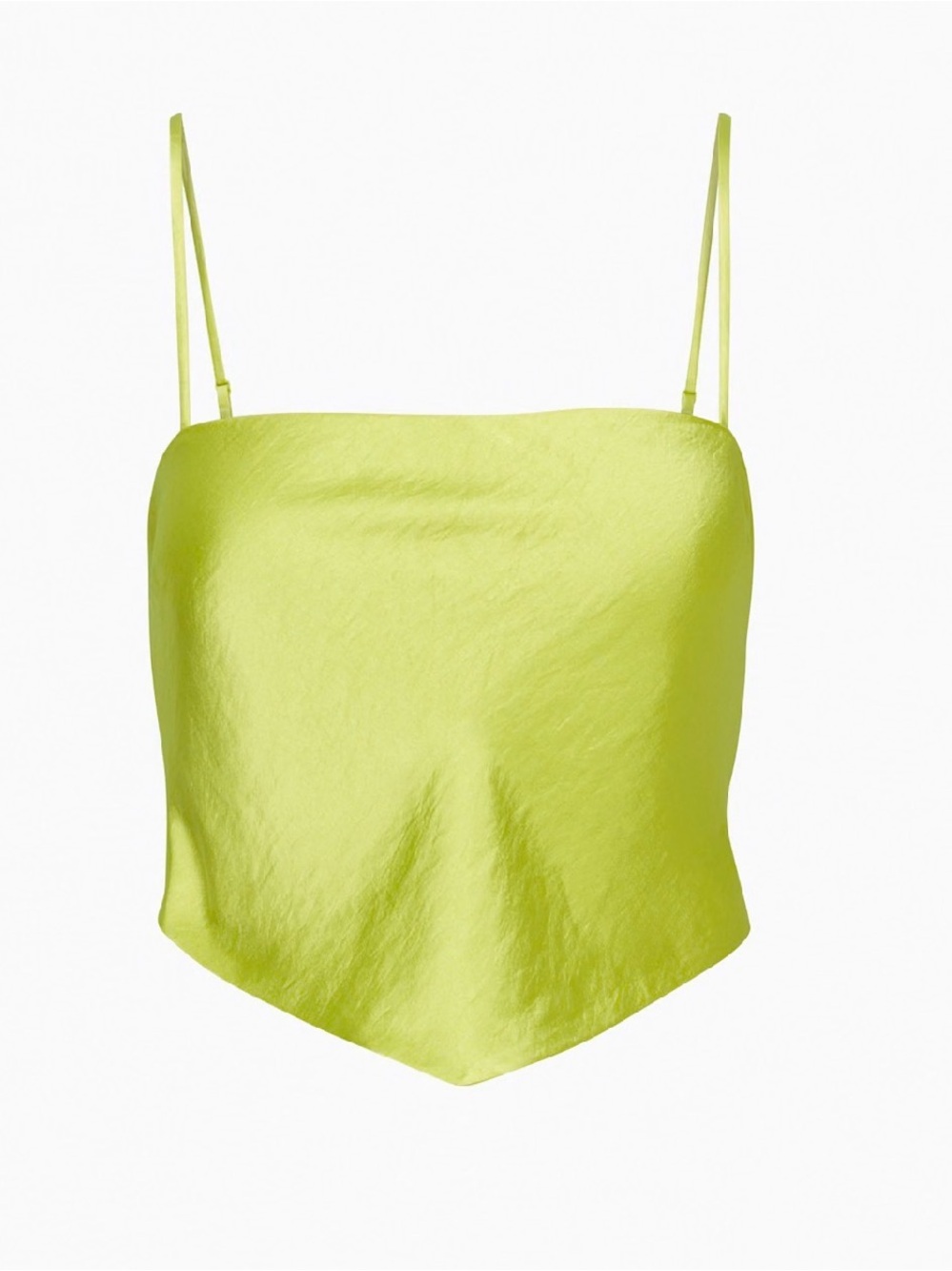 ARITZIA Elektra Camisole Lime Satin Handkerchief Hem Cami Pear Green Size XS
